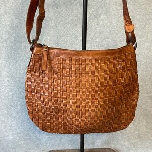 Vilenca‎ Holland Woven Leather Bag Brown Handmade Hobo Purse Handbag convertible